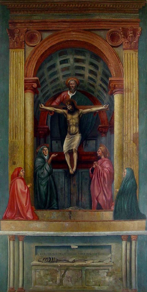 The Holy Trinity Masaccio, 1426-27 Fresco, Santa Maria Novella, Florence, Italy.